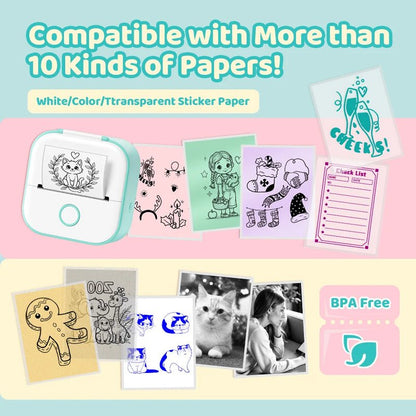 Portable Inkless Mini Printer for Stickers & Photos
