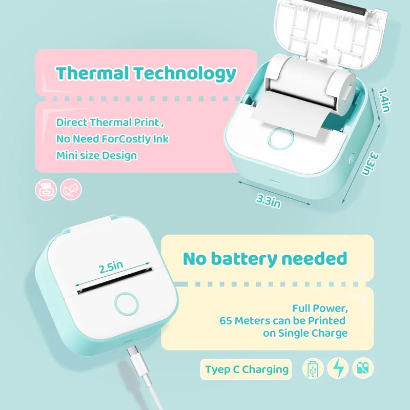 Portable Inkless Mini Printer for Stickers & Photos