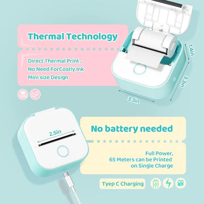 Portable Inkless Mini Printer for Stickers & Photos